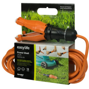 25ft Extension Cord with Connector Safety Seal Protector Weatherproof - 14/3 Gauge - Rated for Outdoors - ETL Listed
